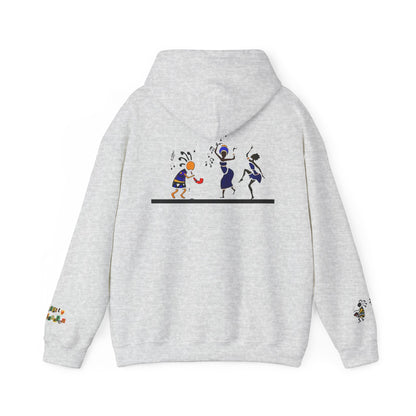 Ethnic Streetwear Unisex Heavy Blend, Hand-Drawn Tribal Music Art, Daily Wear