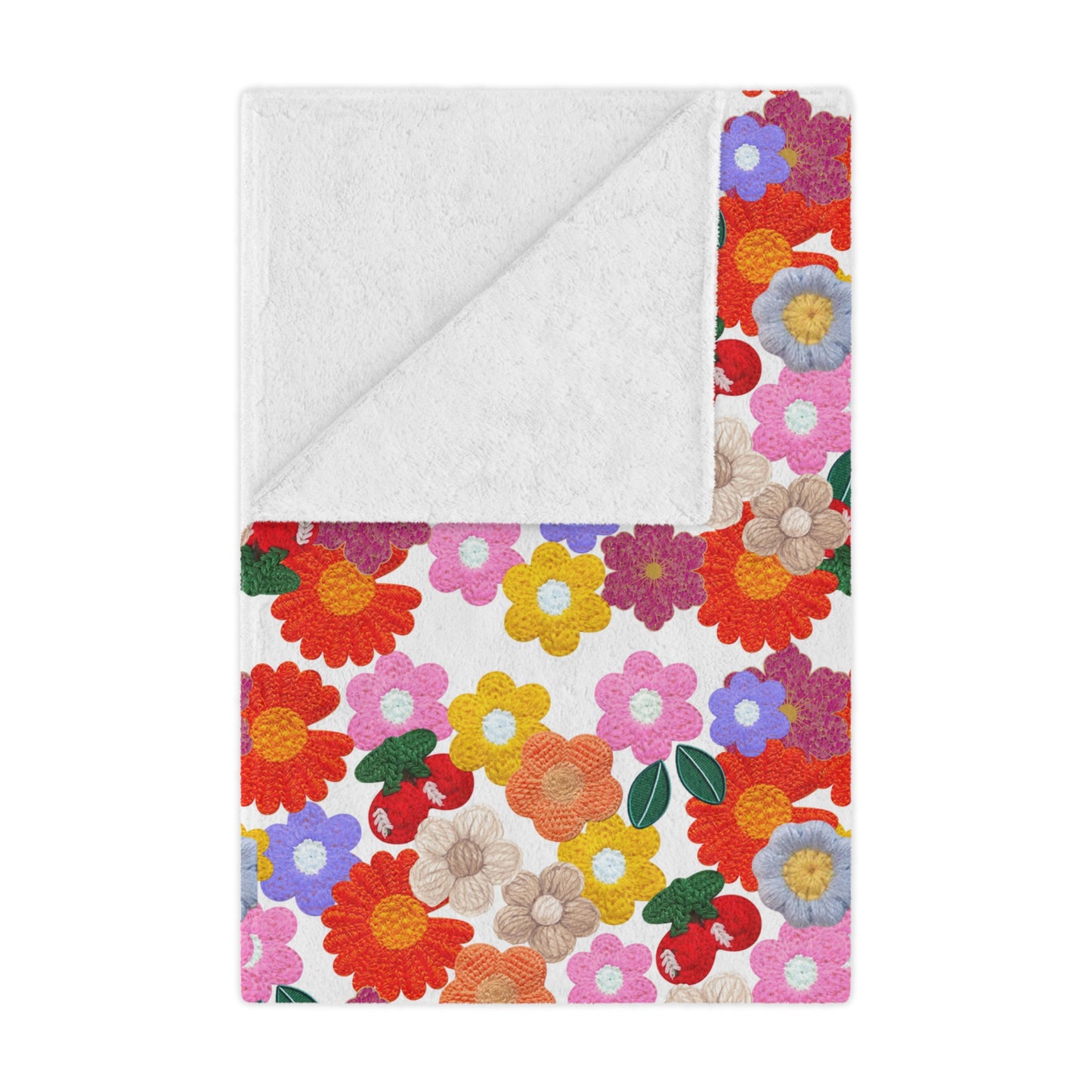 Floral Fiesta Minky Blanket — Bright Retro Flower Pattern, Cozy Throw for Living Room & Kids