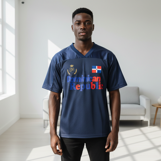 Dominican Republic Oversized Mesh V-Neck Soccer Jersey