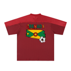 Grenada Flag Themed Graphic Mesh V-Neck Soccer Jersey