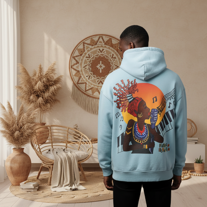 Jazz Singer Art Hoodie, Snow Wash Fleece Oversize Unisex Hoodie