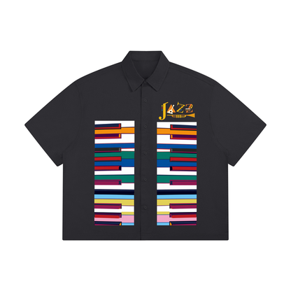 Colorful Piano Keys Print Unisex Boxy Short Sleeve Shirt