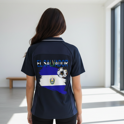 El Salvador Flag Themed Striped V-Neck Soccer Unisex Jersey