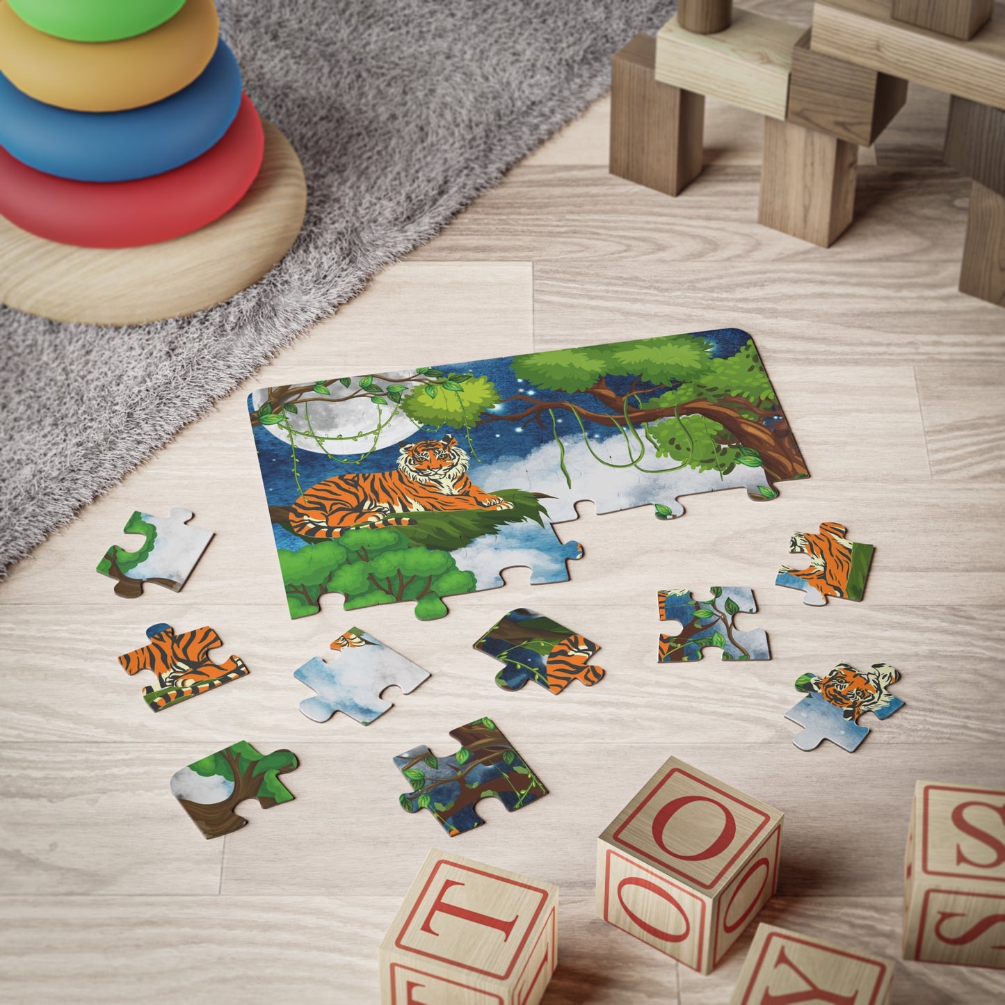 Kids' Puzzle, 30-Piece - Jungle Animal Tiger Puzzle, Fun Educational Toy, Preschool Gift