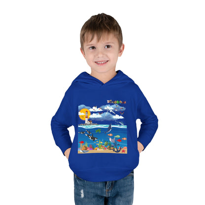 Ocean Friends Toddler Pullover Fleece Hoodie, Aquatic Theme Sweatshirt for Kids