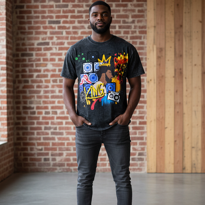 Graffiti Black Art Graphic Snow Washed Oversized Cotton Unisex T-Shirt