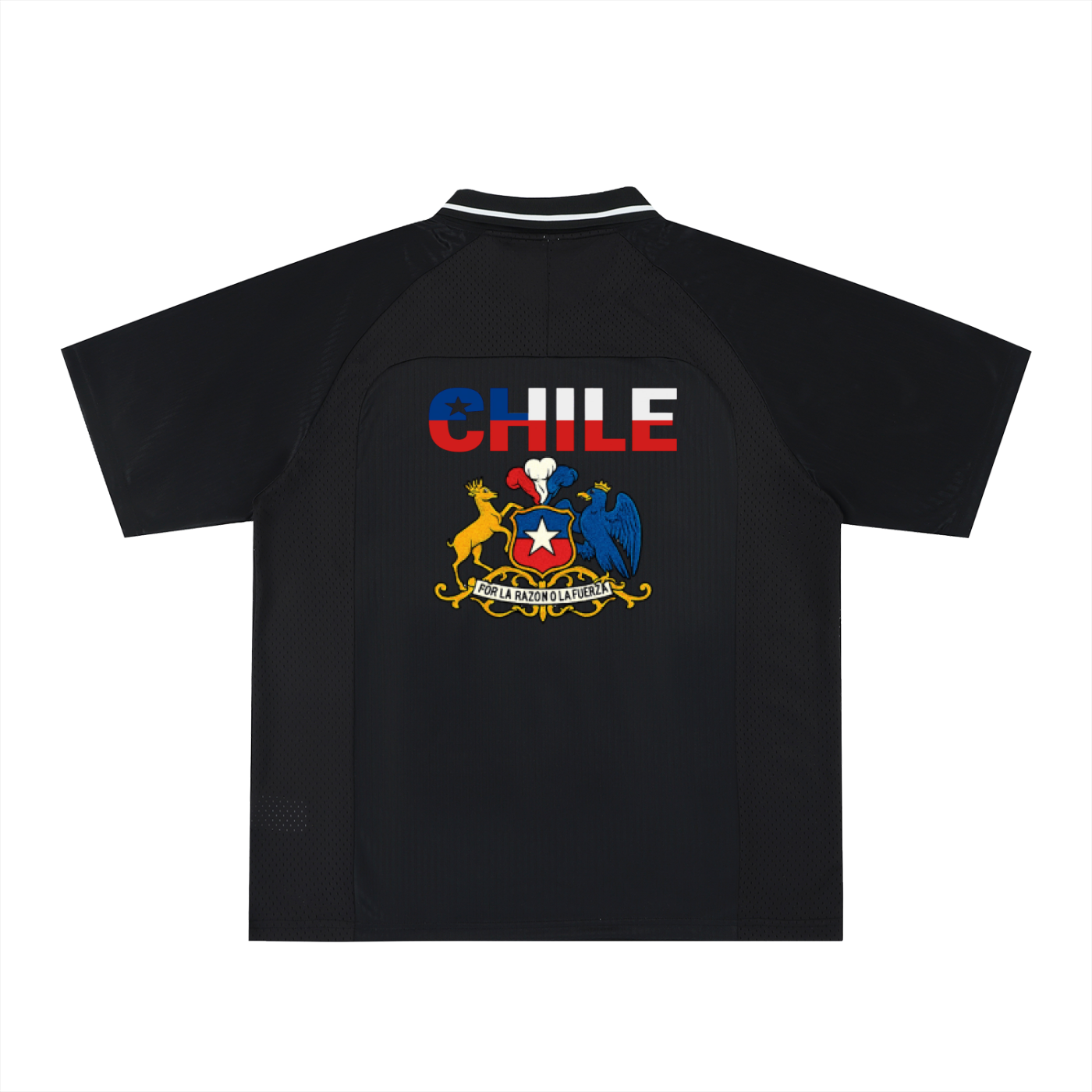 Chile Flag Themed Graphic Striped V-Neck Soccer Jersey