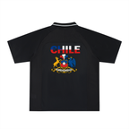Chile Flag Themed Graphic Striped V-Neck Soccer Jersey ODMPOD