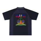 Unisex V-Neck Soccer Jersey Featuring Haiti-Inspired Flag Stripes