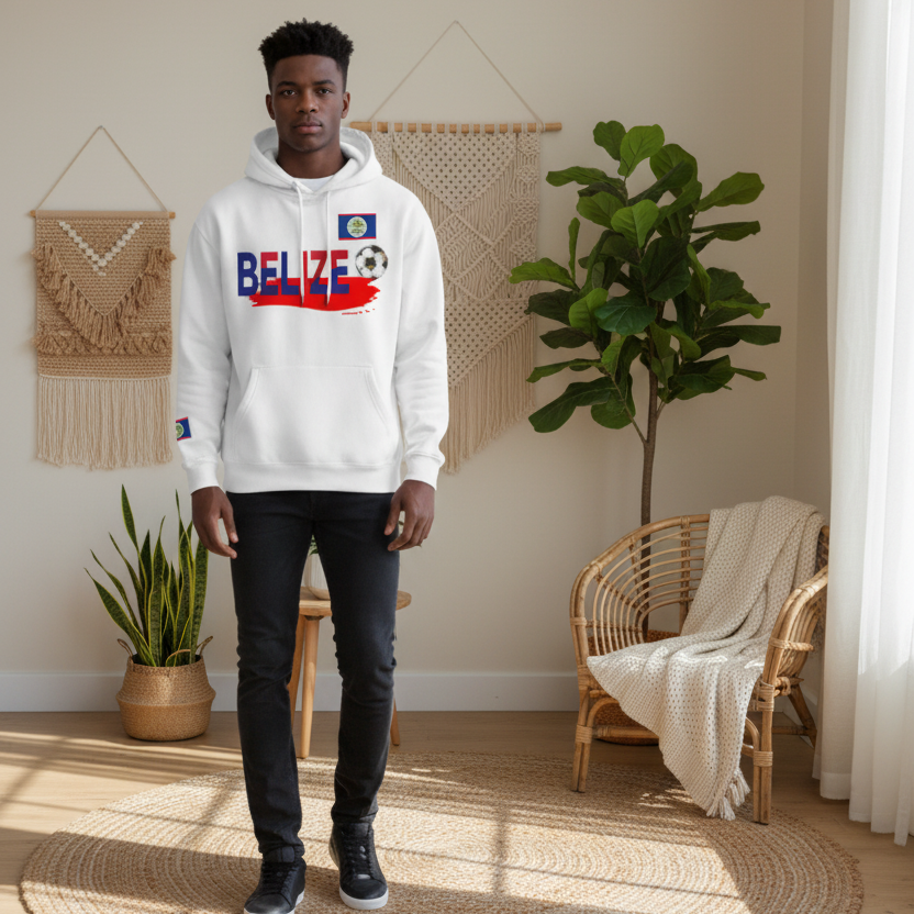 Belize Flag Themed Graphic Oversize Fleeced Unisex  Hoodie