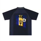 Barbados Flag Themed Graphic Striped V-Neck Unisex Soccer Jersey