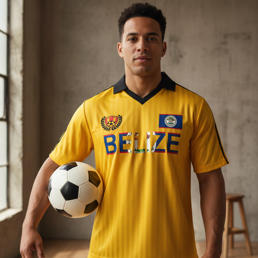 Belize-Inspired Unisex Contrast Collar Striped Soccer Jersey