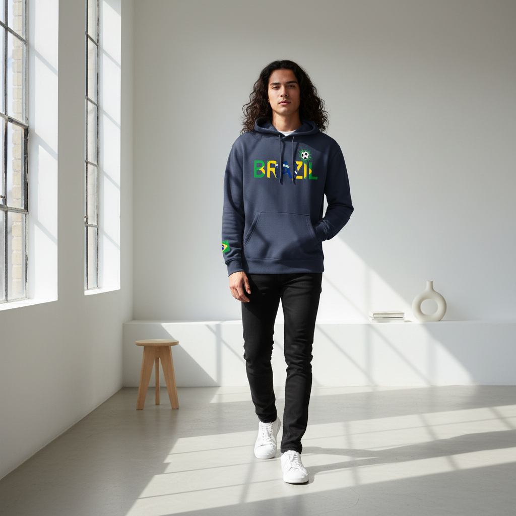 Brazil Flag Themed Graphic Unisex  Oversize Fleeced Hoodie