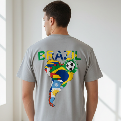 Brazil Flag Themed Graphic Vintage Wash Cotton Unisex T-Shirt