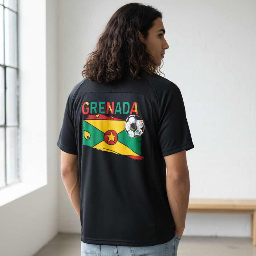 Grenada Flag Themed Graphic  V-Neck Soccer Jersey