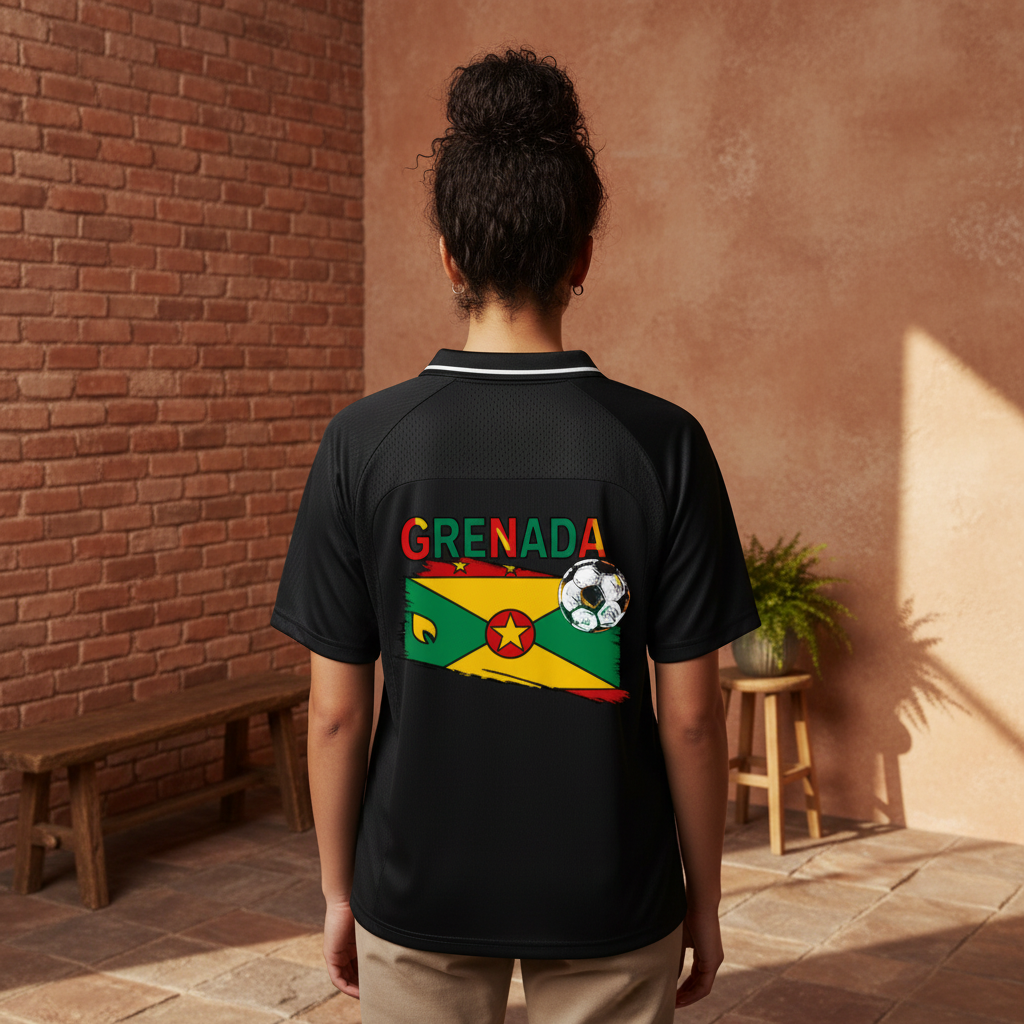 Grenada Flag Themed Graphic  V-Neck Soccer Jersey