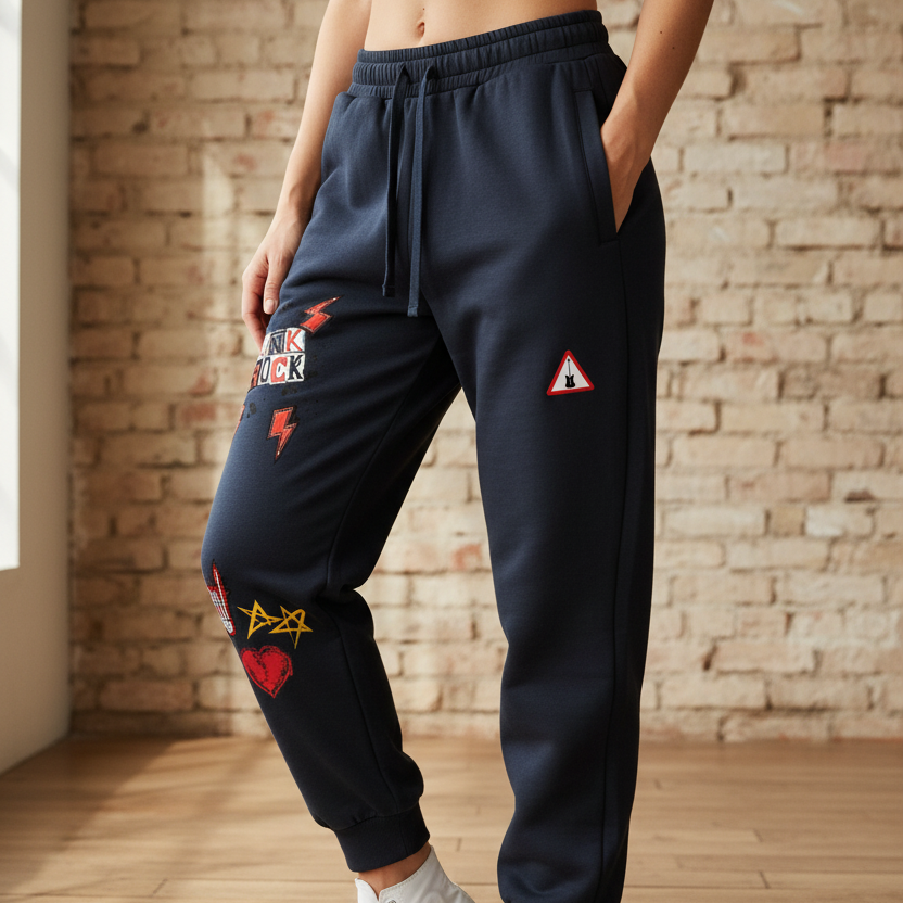 Unisex Punk Rock-Themed Graphic Drawstring Jogger Sweatpants ODMPOD