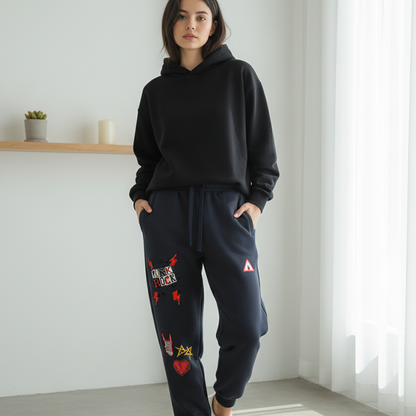 PunkRock Themed Graphic Essential Drawstring Jogged Sweatpants