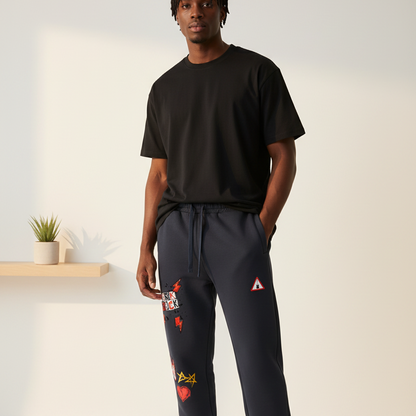 PunkRock Themed Graphic Essential Drawstring Jogged Sweatpants