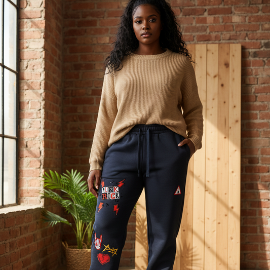 Unisex Punk Rock-Themed Graphic Drawstring Jogger Sweatpants ODMPOD