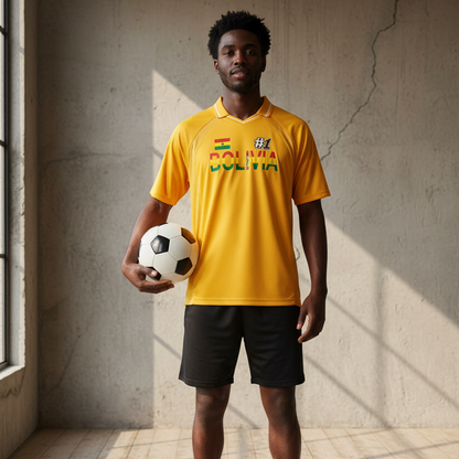 Bolivia Flag Themed Unisex Striped V-Neck Soccer Jersey