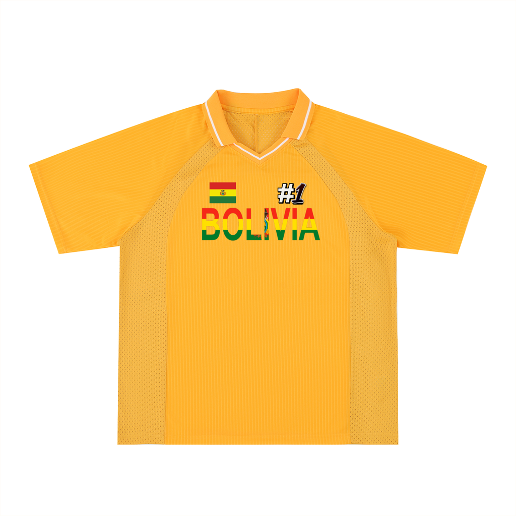Bolivia Flag Themed Unisex Striped V-Neck Soccer Jersey