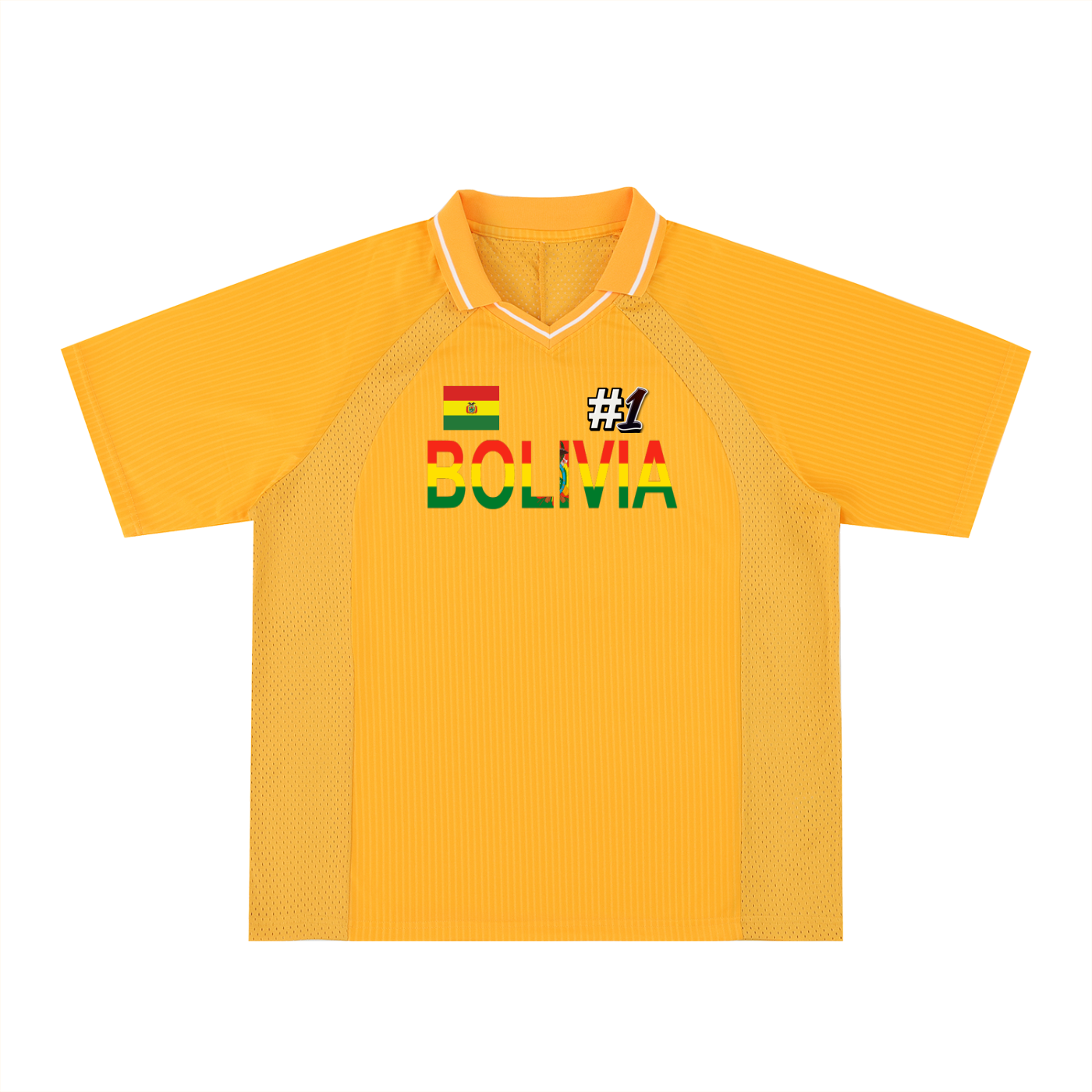 Bolivia Flag Themed Unisex Striped V-Neck Soccer Jersey