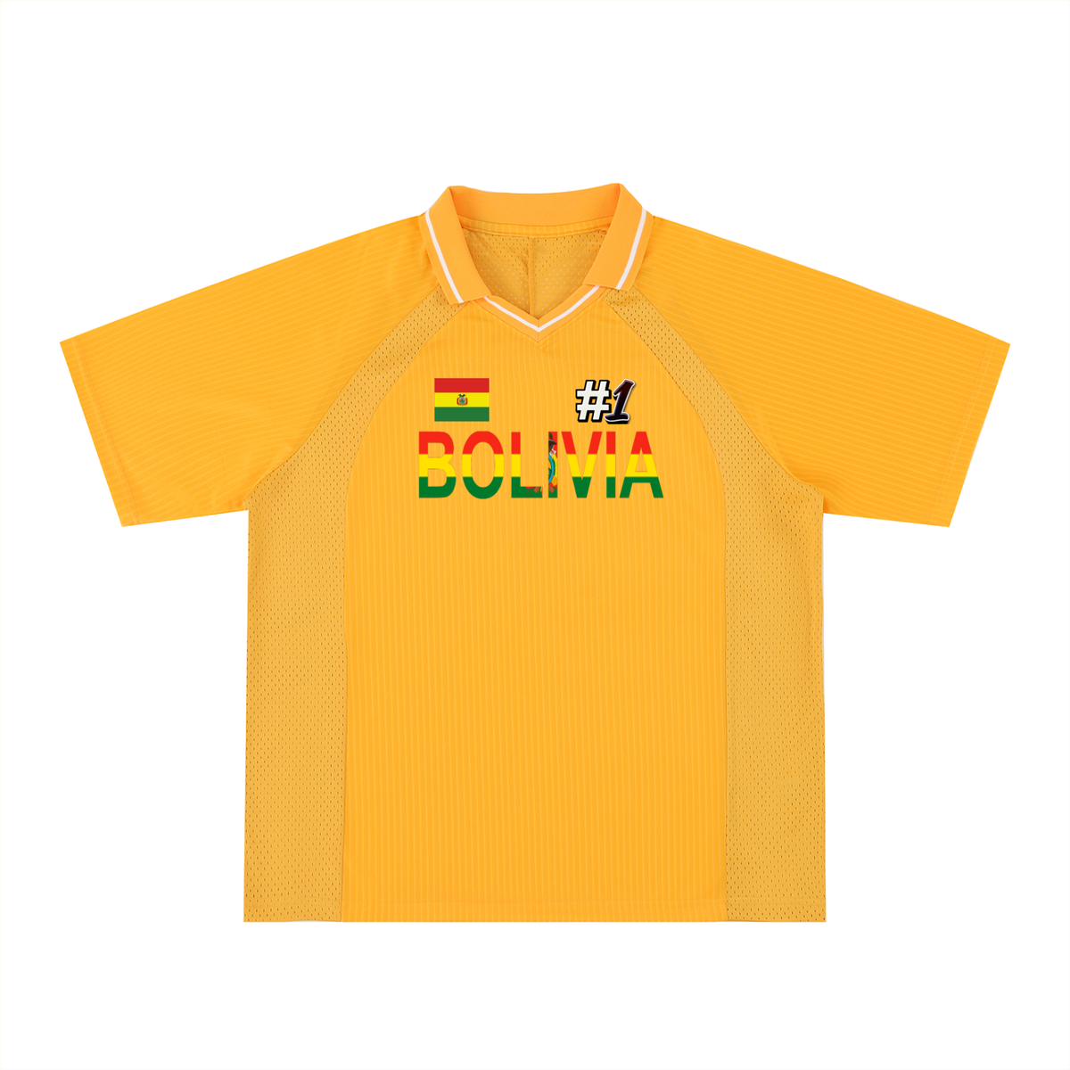 Bolivia Flag Themed Unisex Striped V-Neck Soccer Jersey