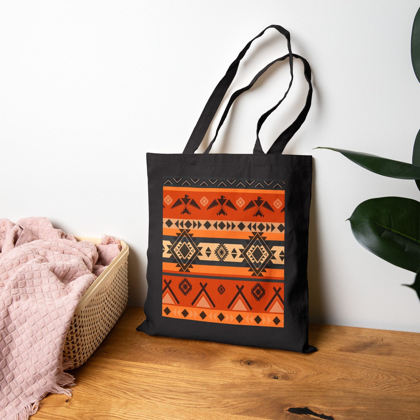Southwestern Aztec Pattern Cotton Tote Bag