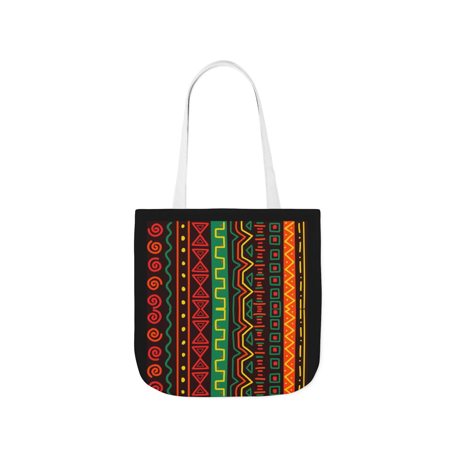 Afrocentric Pattern Canvas Tote — Colorful Tribal Stripe Beach & Market Bag