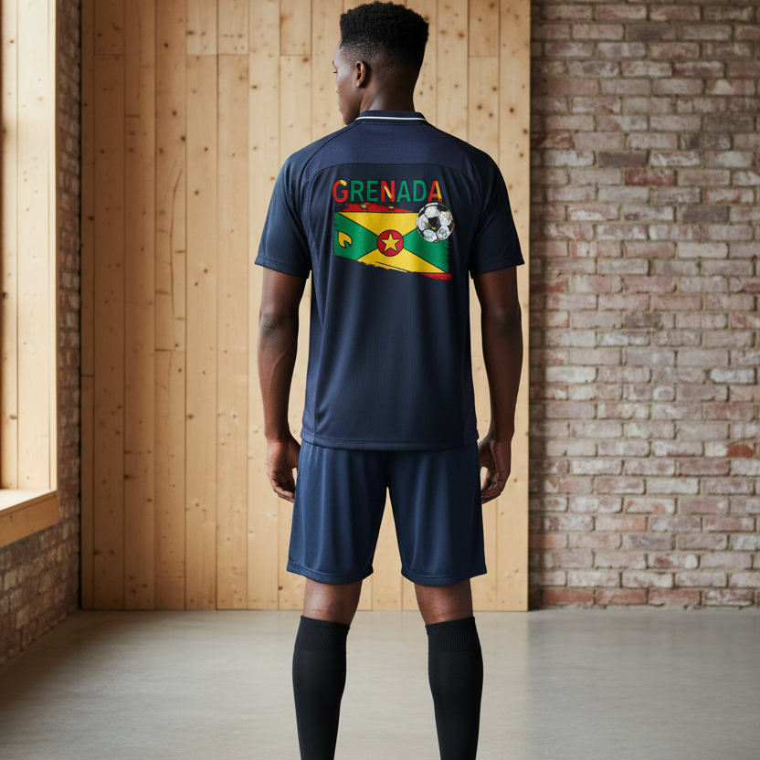Grenada Flag Themed Graphic  V-Neck Soccer Jersey