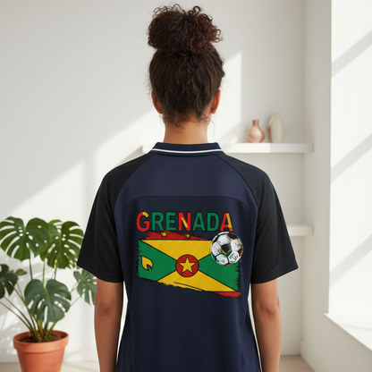 Grenada Flag Themed Graphic  V-Neck Soccer Jersey