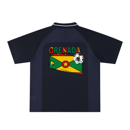 Grenada Flag Themed Graphic  V-Neck Soccer Jersey