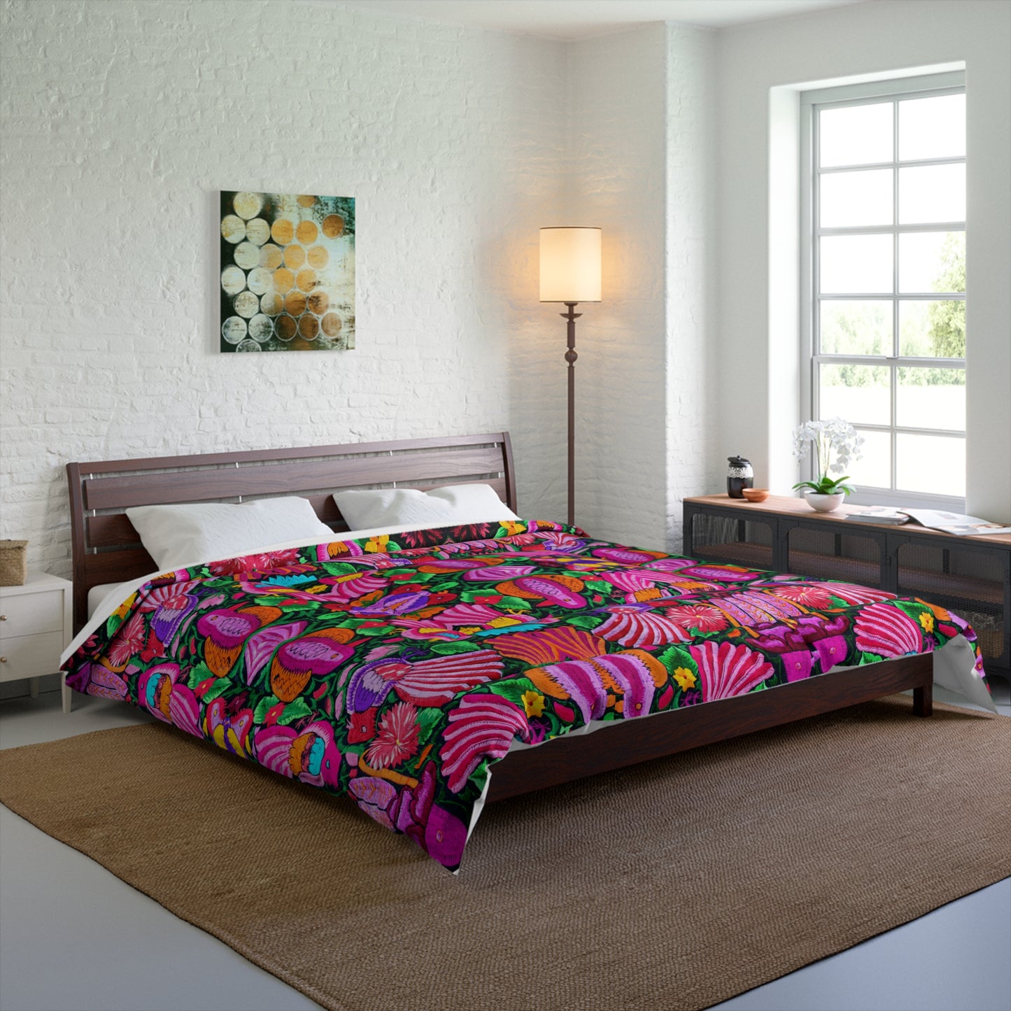 Bird Lovers Floral Themed Comforter - Colorful Bohemian Bedding for Relaxed Living, Cozy Home Décor