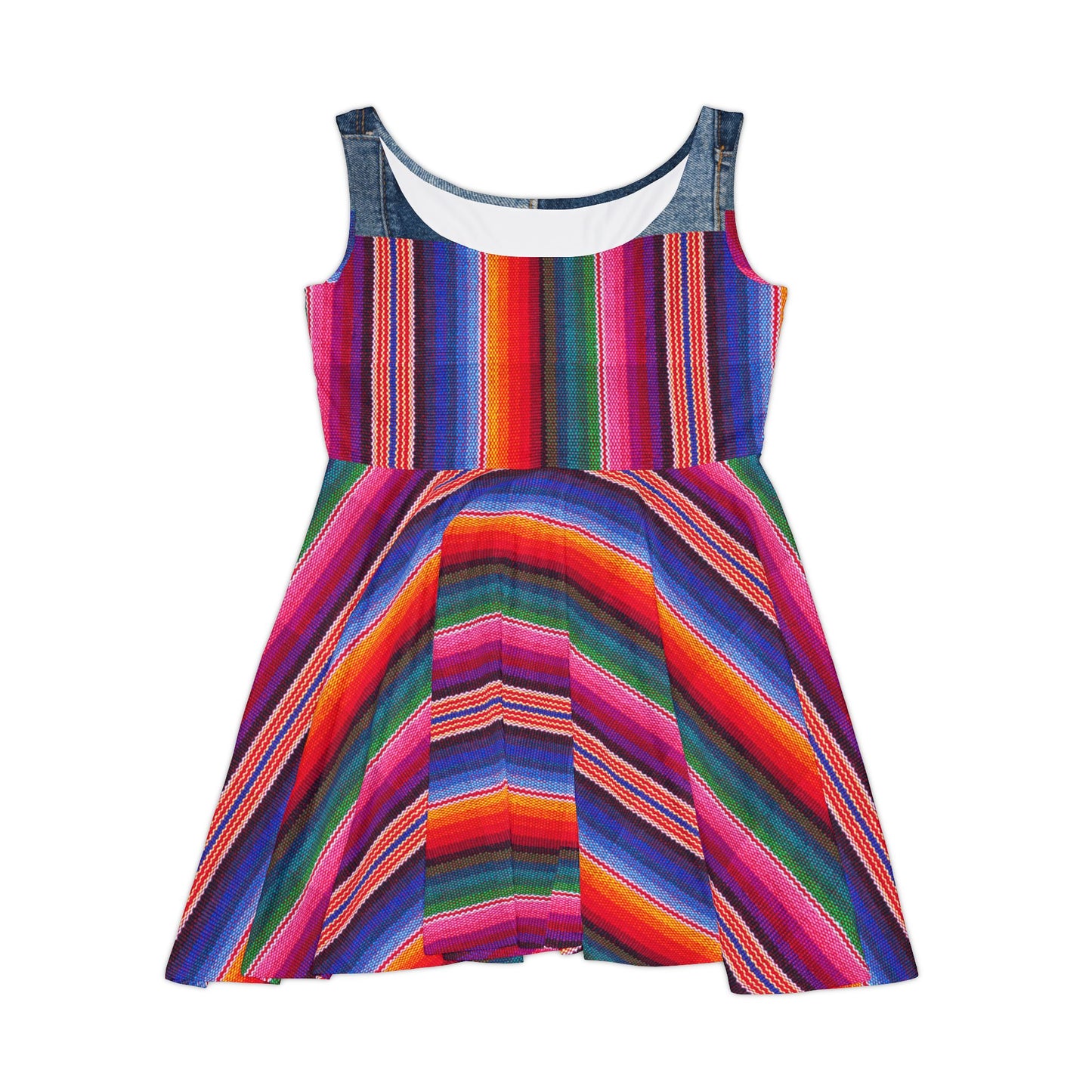 Vibrant Rainbow Striped Women's Skater Dress