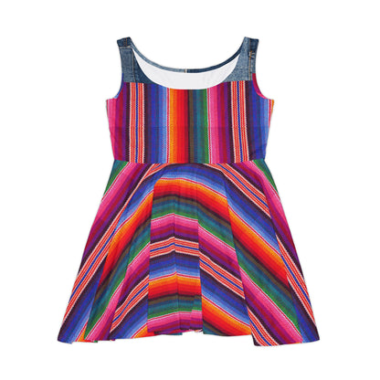 Vibrant Rainbow Striped Women's Skater Dress