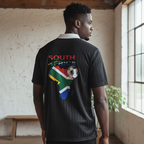 South African Flag Themed Graphic Collar Striped Soccer Jersey
