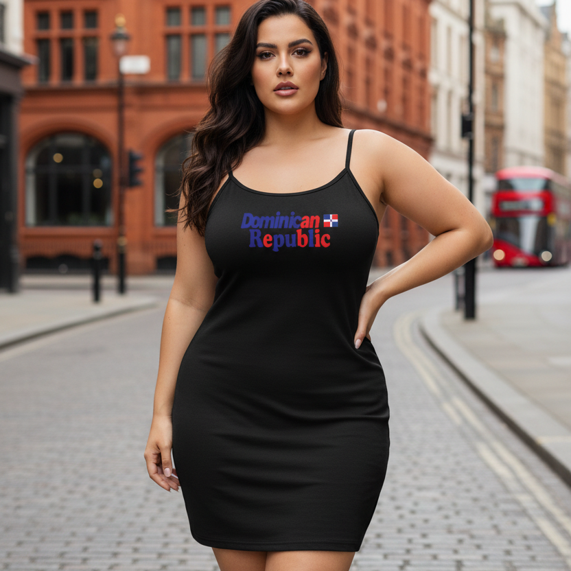 Dominican Republic Flag Themed Women's Solid Tight Sleeveless Dress
