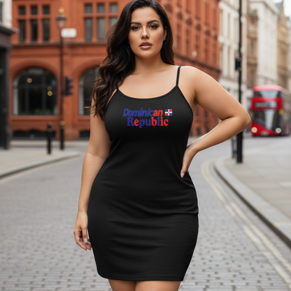 Dominican Republic Flag Themed Women's Solid Tight Sleeveless Dress