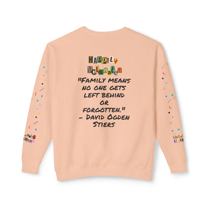 Bold Ethnic Unisex Light Weight Crewneck, Hand-drawn Tribal Family Doodle Design
