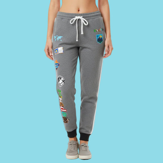 Graphic Travel-Inspired Athletic Unisex Joggers, Casual Fitness Pants