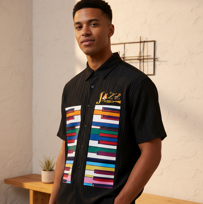 Colorful Piano Art Print Unisex Tencel Jacquard Shirt