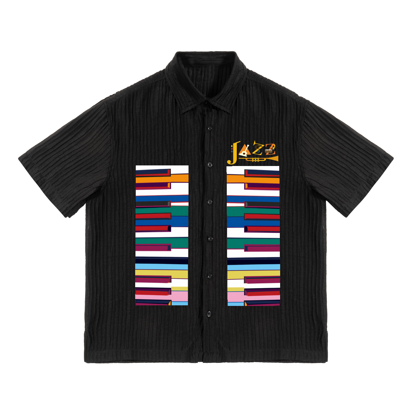 Colorful Piano Art Print Unisex Tencel Jacquard Shirt