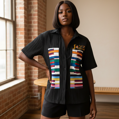 Colorful Piano Art Print Unisex Tencel Jacquard Shirt