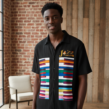 Colorful Piano Art Print Unisex Tencel Jacquard Shirt