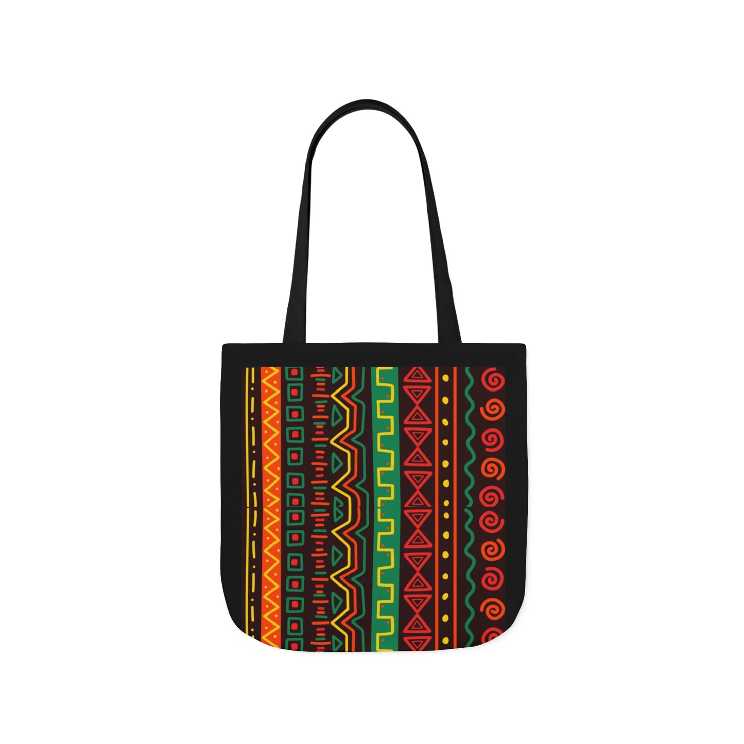 Afrocentric Pattern Canvas Tote — Colorful Tribal Stripe Beach & Market Bag