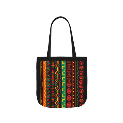 Afrocentric Pattern Canvas Tote — Colorful Tribal Stripe Beach & Market Bag