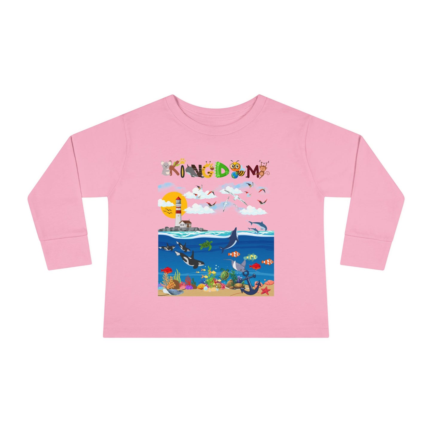 Orca Graphic Toddler Long Sleeve Tee for Kids, Whale Shirt, Children's Wildlife Top