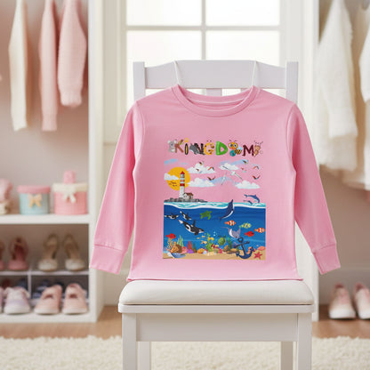 Orca Graphic Toddler Long Sleeve Tee for Kids, Whale Shirt, Children's Wildlife Top