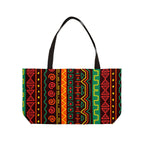Weekender Tote Bag — Vibrant Afrocentric Tribal Stripe Beach & Travel Tote Printify